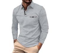 Magliette da uomo da golf polo a maniche lunghe - T-shirt a maniche lunghe tinta unita da lavoro business top da golf tennis polo da palestra t-shirt da corsa leggera sportiva da tennis con 3 bottoni