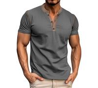 Magliette da uomo UK Summer Casual Manica Corta Elegante Girocollo Henley Camicia Button Down Regular Fit Traspirante Leggero Cotone Camicie Comode Quotidiano Classico Allenamento Sport Running Tshirt