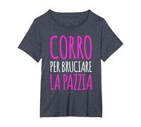 Magliette Divertenti Corsa. Corro per Bruciare La Pazzia Maglietta, Donna Plus-Size, Pervinca, 1X