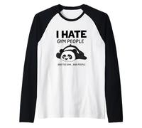 Magliette Divertenti - Palestra - Odio la Gente - Simpatiche Maglia con Maniche Raglan