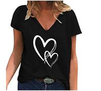 Magliette Donna Estive Casual Scollo a V Comoda Estive Magliette Elegante Firmate Oversize Classica T Shirt Vintage Moda Larghe Tee Bluse Basic Cotone Taglie Forti Bianca Maglia