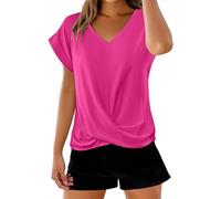 Magliette Donna Estive Firmate Comoda Leggera Casual Tee Top Scollo a V Oversize Estive Classica Magliette Manica Corta Basic Bianca Tee Bluse Larghe Cotone Vintage Moda Maglietta da Donna