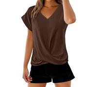 Magliette Donna Estive Firmate Comoda Leggera Casual Tee Top Scollo a V Oversize Estive Classica Magliette Manica Corta Basic Bianca Tee Bluse Larghe Cotone Vintage Moda Maglietta da Donna