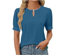 Magliette Donna Estive T-Shirt Camicia Manica Corta Girocollo con Maniche in Pizzo Elegante Blusa Casual Shirts Tops Classico Estivi Morbido Traspirante Moda Magliette Offerte Lampo del Giorno Donna