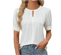 Magliette Donna Estive T-Shirt Camicia Manica Corta Girocollo con Maniche in Pizzo Elegante Blusa Casual Shirts Tops Classico Estivi Morbido Traspirante Moda Magliette Offerte Lampo del Giorno Donna