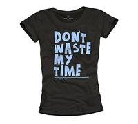 Magliette Donna Nera - Dont Waste My Time - T-Shirt con Scritte Simpatiche L
