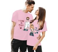 Magliette Donna T-shirt Grafica Abbigliamento Estivo Manica Corta Top Schiena, Rosa chiaro., L