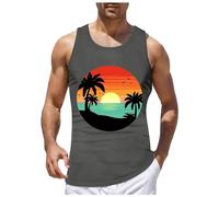 Magliette E Canottiere da Uomo - Top Senza Maniche con Stampa Digitale 3D da Uomo per Le Vacanze Estive in Spiaggia alle Hawaii (Dark Gray L)