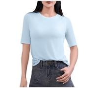 Magliette Essential Donna Tshirt Curvy Firmate Eleganti Top Estive Scollo a V Tunica Tops Sciolto Classica Tee Shirt per la Primavera e L'Estate Leggera Confortevole e Traspirante Offerte Estive