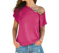 Magliette estive da donna a maniche corte/lunghe T-shirt incrociate con scollo a V di base Camicetta da donna con stampa incrociata T-shirt a maniche corte irregolari corte Maglietta da donna stampata