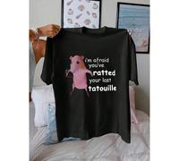 Magliette grafiche divertenti da donna, abbigliamento da palestra da uomo; Ho paura che tu abbia fatto la spia sul tuo ultimo tatuaggio; Maglietta grafica con topo rosa - Top casual nero a maniche cor