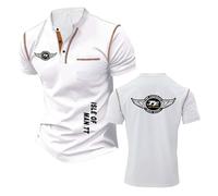 Magliette Henley da Uomo Canottiera Leggera per I.s.l.e of M.a.n T..T Polo Elasticizzate E Morbide T-Shirt Sportive A Maniche Corte con Stampa-BaiS||m