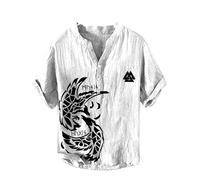 Magliette Henley da Uomo con Stampa 3D a Rana Grafica retrò Maniche Corte Camicie con Bottoni Moda vestibilità Comoda Top da Spiaggia