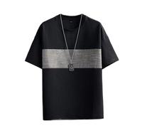 Magliette in Lino da Uomo Pantaloncini Girocollo Casual Maglietta in Lino Tee Sportiva per L'Estate