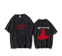 Magliette J-Hope 2025 Tour Hope ON The Stage Supporto Magliette Lavate for AR-My(Black-4,L)