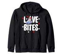 Magliette Love Bites Shark Divertenti Regali di San Valentino da Donna Felpa con Cappuccio
