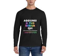 Magliette Maniche Lunghe Personalizzato, progetta Il Tuo Quadro con Foto e/o Testo,T-Shirt Personalizzata per Uomo e Donna, Aggiungi la Tua Immagine, Top per Lavoro, Palestra o Sport.