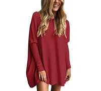 Magliette Oversize per Donna Top a Tunica da Indossare con Leggings Maglioni a Maniche Lunghe Autunnali Top Eleganti Maglia Donna Taglie Forti Inverno Oversize Hoodies (Wine, XL)