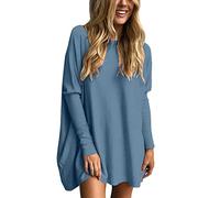 Magliette Oversize per Donna Top a Tunica da Indossare con Leggings Maglioni a Maniche Lunghe Autunnali Top Eleganti Maglia Donna Taglie Forti Inverno Oversize Hoodies (Dark Blue, M)