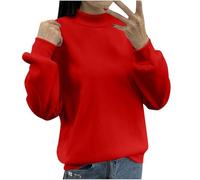 magliette oversize per le donne Dolcevita Inverno Cucitura Inversione Pullover Crop Top Autunno Inverno Fuzzy Lana Cappotto con cappuccio donna, Rd1., 3XL