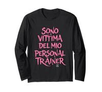 Magliette Palestra Donna Divertenti. Vittima del Mio Trainer Maglia a Manica