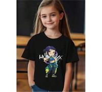 Magliette per ragazze giovani Material: Organic CottonDetails: PatternedFabric: Slight StretchCollar Style: Crew NeckType: RegularOperation Instruction: Machine wash or professional dry cleanStyle: Ca