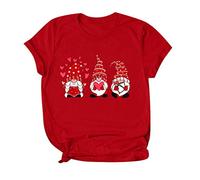 Magliette per San Valentino per ragazze Short Valentine's Shirts da donna 2021 Couples Day Camicetta da donna alla moda 2024, Colore: rosso, 3XL