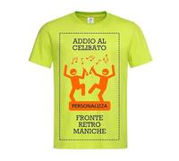 Magliette Personalizzate Addio al Celibato Sposo e Amici - Tshirt Maglia Personalizzabile - Regali e Gadget Personalizzati T-SHIRT48 (Verde Lime Neutra)