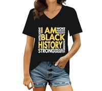 Magliette Personalizzate Casual Tshirt Top Scollo a V Manica Corta Per Un Comfort Semplice Nero Maglietta Rosso Maglietta Donna Poliestere Donna, Nero , XL