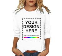 Magliette Personalizzate per Donna con Testo del Logo Fotografico Progetta La Tua Maglietta Stampa Fronte Retro T-Shirt Design Unico E Originale Maglia Donna Fare T Shirt Regalo Tee Top Maniche 3/4