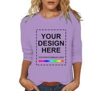 Magliette Personalizzate per Donna con Testo del Logo Fotografico Progetta La Tua Maglietta Stampa Fronte Retro T-Shirt Design Unico E Originale Maglia Donna Fare T Shirt Regalo Tee Top Maniche 3/4