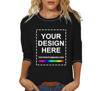 Magliette Personalizzate per Donna con Testo del Logo Fotografico Progetta La Tua Maglietta Stampa Fronte Retro T-Shirt Design Unico E Originale Maglia Donna Fare T Shirt Regalo Tee Top Maniche 3/4