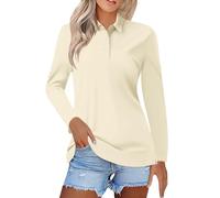Magliette polo a maniche lunghe da donna, vestibilità aderente, per golf e tennis, ad asciugatura rapida, leggere, con protezione solare UPF 50+, per palestra, sport attivi, con 3 bottoni, casual