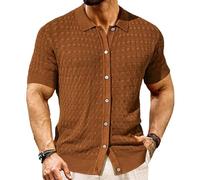 Magliette Polo da Uomo a Maniche Corte Estive Casual Maglione Lavorato a Maglia Golf Spiaggia Vacanza Polo T-Shirt Polo con Bottoni Top per Allenamento brown-XL