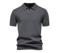 Magliette Polo da Uomo a Maniche Corte Estive con Collo a V Maglie Casual Maglia Tricot Golf Spiaggia Vacanza Polo da Uomo per Uso Lavorativo Top da Allenamento Dark gray-L