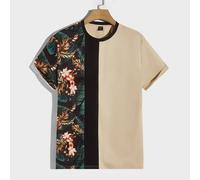 Magliette uomo a maniche corte dal collo rotondo aderenti, maglietta grafica con stampa floreale casual moda uomo abbigliamento estate L,M,S,XL,XS,XXLBlocchi di colore,Tropicale,PianteTessuto in magli