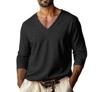 Magliette Uomo Manica Corta,Abbigliamento Uomo,Basic Long Sleeve Big And Tall V Neck Sweat Going out Trendy Vacation Outfits Giacca Aviatore Pelle (Black, XXL).