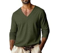 Magliette Uomo Manica Corta,t Shirt Uomo Bianca,Basic Long Sleeve Big And Tall V Neck Sweat Going out Trendy Vacation Outfits Giacca Aviatore Pelle (Blackish Green, M).