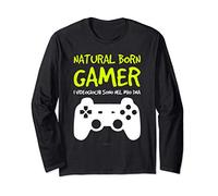 Magliette Uomo Manica Lunga Videogiochi Natural Born Gamer Maglia a Manica