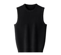 Maglione 100% Cashmere Uomo Giovane e Mezza Età Girocollo Gilet Primavera e Autunno, nero, L