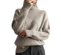 Maglione a collo alto da donna, casual, maglione a coste di colore puro, maglione a maniche lunghe basic comodo caldo tunica pullover top elegante maglione termico autunno maglia allentata, B, S
