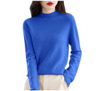Maglione a collo alto lungo da donna - Maglione sottile da donna a maglia a maniche lunghe maglione caldo chic ed elegante girocollo tinta unita confortevole inverno autunno morbido felpa casual