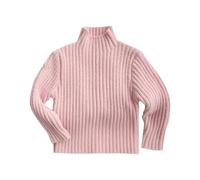 Maglione a collo alto per bambini Ragazzi Ragazze Termico A Righe Pullover Felpe Autunno Inverno Caldo Maglione Pianura Spessa Calda Manica Lunga, rosa, 3-4 Anni