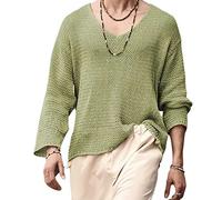 Maglione A Maglia da Uomo Primavera E Autunno Colore Solido con Scollo A V, Casual E Allentato, da Uomo, Che Si Abbassa.