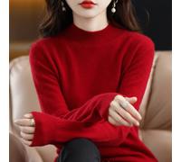 Maglione A Maglia Donne Manica Lunga Collo Alto Mezzo Unito Autunno Inverno