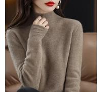 Maglione A Maglia Donne Manica Lunga Collo Alto Mezzo Unito Autunno Inverno