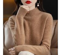 Maglione A Maglia Donne Manica Lunga Collo Alto Mezzo Unito Autunno Inverno