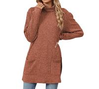 Maglione a maglia grossa da donna, maglioni autunnali Y2K, maglia a coste in tinta unita, comodo capispalla termico ampio casual lavorato a maglia con tasche classico maglione a collo alto sciolto top