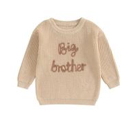 Maglione a maglia per bambini, Big/Lil Brother, con ricamo, per fratelli, per abbinare, maglione a maglia, per bambini, a maniche lunghe, Cachi Big, 2-3 Anni