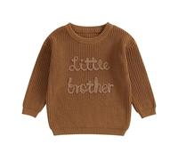 Maglione a maglia per bambini maschi Big/Lil Brother ricamo pullover fratelli pullover coordinato top outfit pullover a maglia oversize per bambini maschi maglieria a maniche lunghe top, 0-3 Mesi